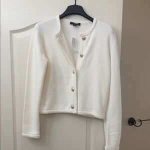 Ann Taylor Cream Knit Cardigan with Gold-Tone Buttons